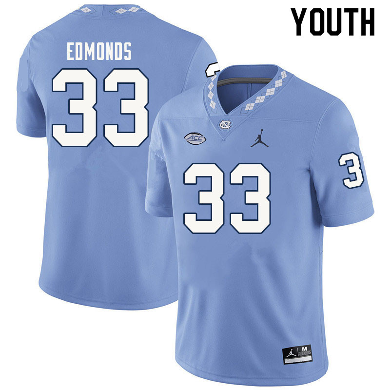 Youth #33 Kamarro Edmonds North Carolina Tar Heels College Football Jerseys Sale-Carolina Blue